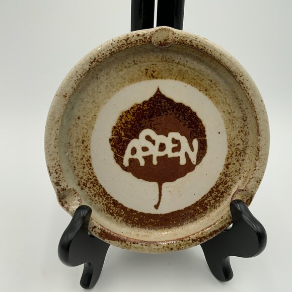 RARE FIND Richard (Dick) Masterson Signed Santa Fe Stoneware Aspen Leaf Ashtray - Picture 4 of 5